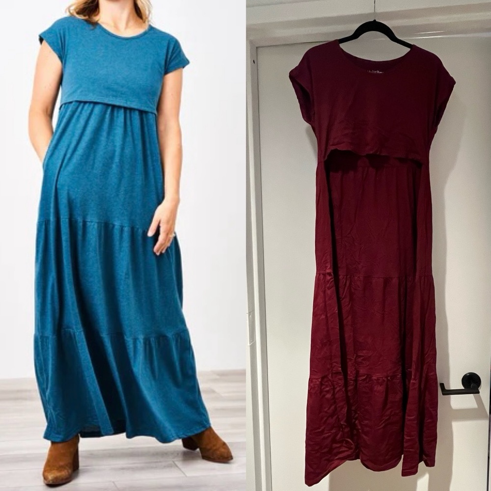 Maternity Nursing Red Maxi Dress